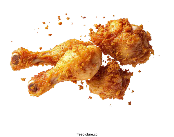 [Transparent Background PNG]Crispy Fried Chicken Legs in Action