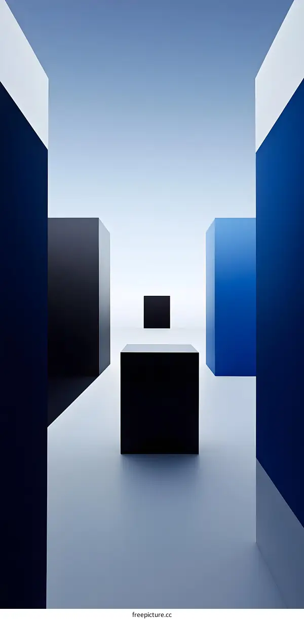 Abstract Minimalist Geometric Shapes Blue and Black Color
