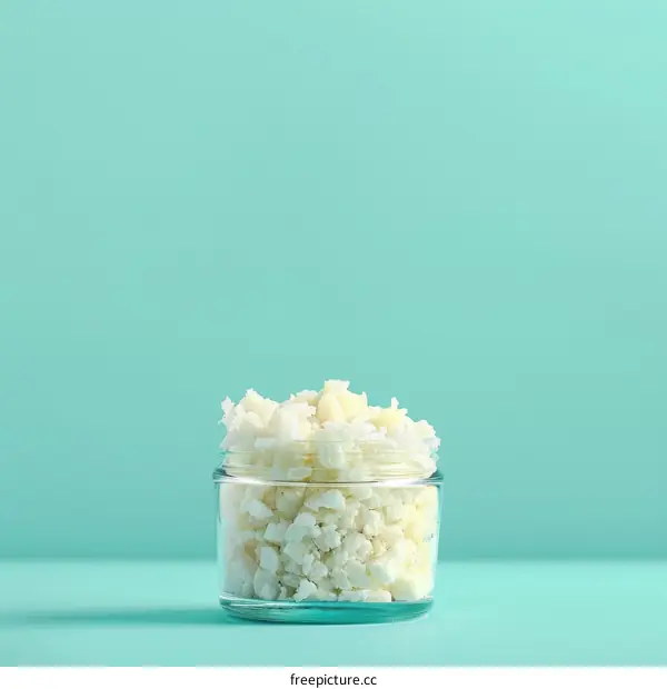 Organic unrefined shea butter chunks in a glass jar, Natural Skincare and Beauty product