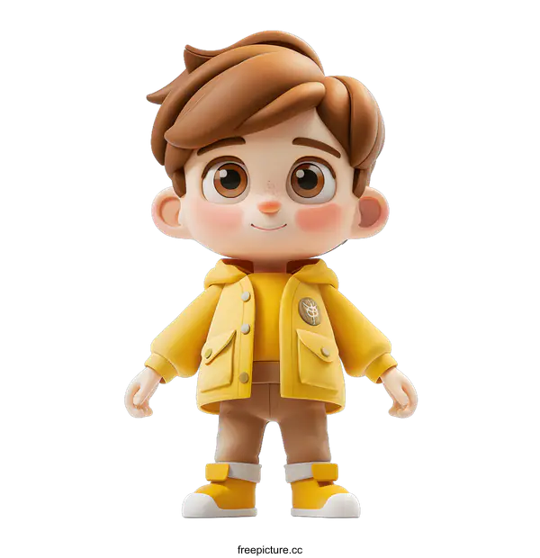 [Transparent Background PNG]3D rendering of a cute cartoon boy