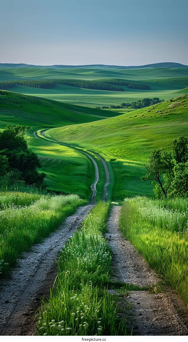Rural Road through Green Hills