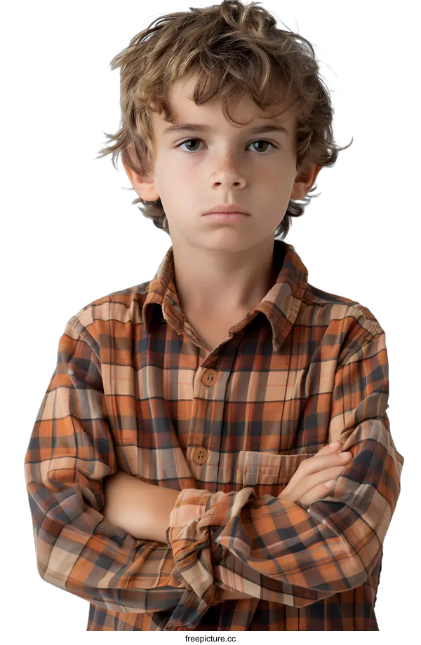 [Transparent Background PNG]Portrait of a boy with crossed arms