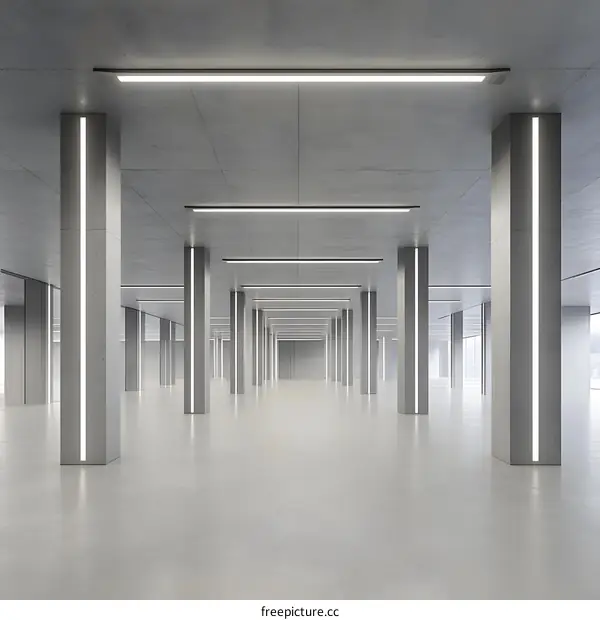 Empty Modern Concrete Building Interior
