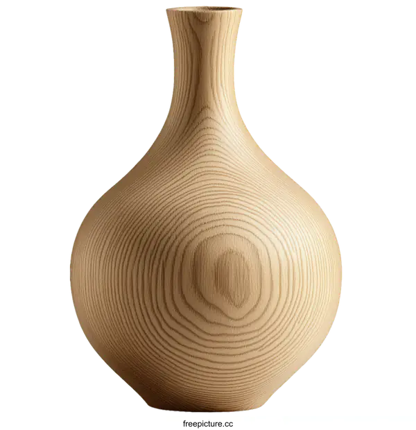 [Transparent Background PNG]Elegant Light Beige Wooden Vase