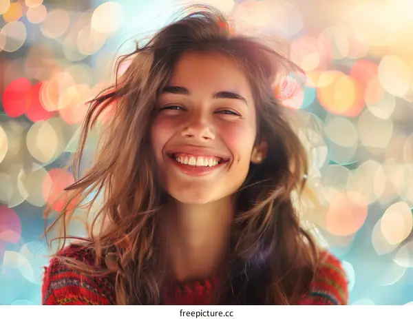 Smiling Woman Portrait with Bokeh Background
