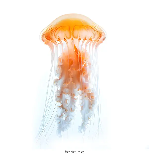 Orange Jellyfish on White Background