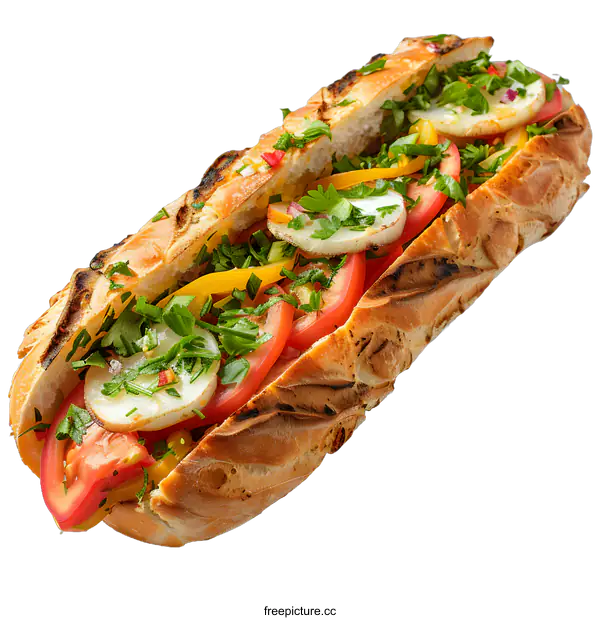 [Transparent Background PNG]Delicious Grilled Vegetarian Sub Sandwich