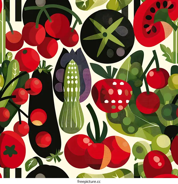 Colorful Vegetable Seamless Pattern Design