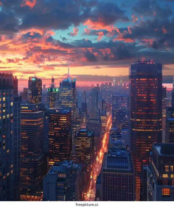 New York City Skyline at Sunset