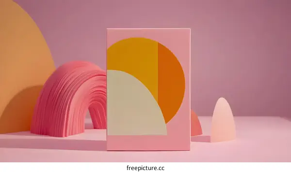 Abstract Geometric Shapes with Pink and Orange Colors