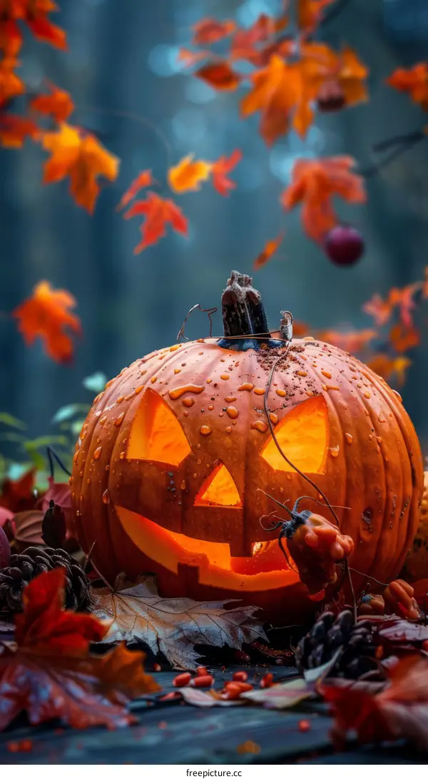 Spooky Pumpkin in the Woods
