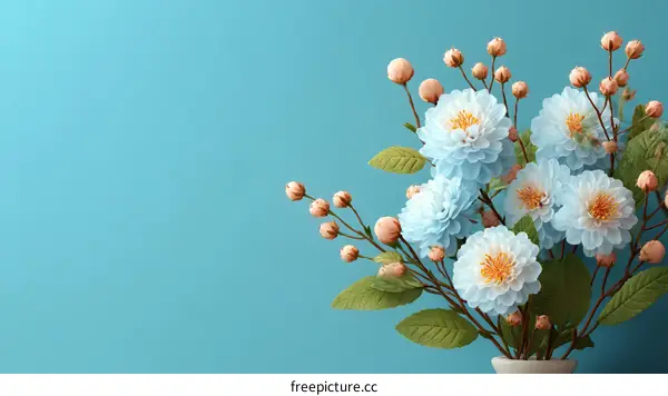 Beautiful Light Blue Flowers in Vase