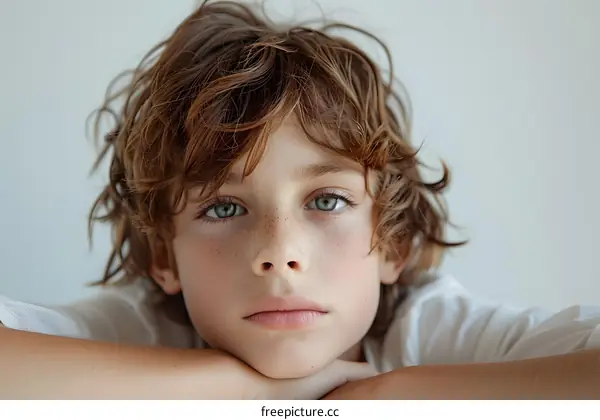 Portrait of a Young Boy with Freckles