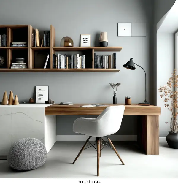 Modern Home Office Interior Design Illustration