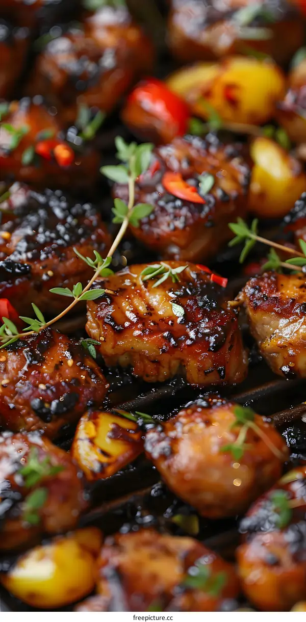 Grilled chicken with thyme and chili