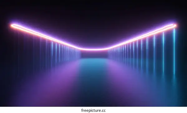 Neon Light Tunnel Abstract Background