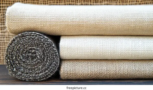 Stack of Natural Linen Fabrics