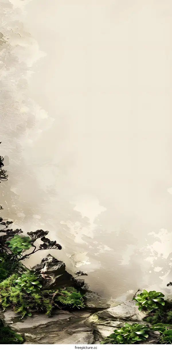 Green and Beige Watercolor Background