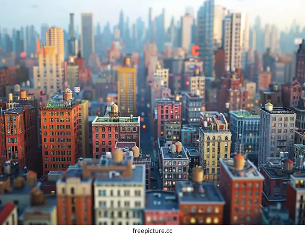 Detailed Miniature City Model