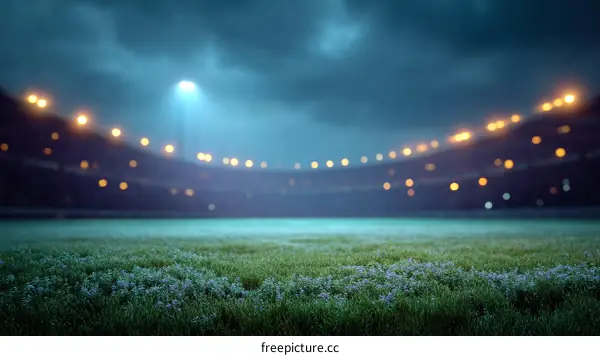 Night Football Stadium Blurred Background