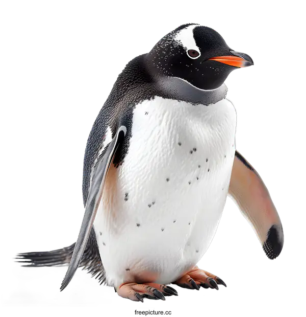 [Transparent Background PNG]Gentoo Penguin Standing on White Background