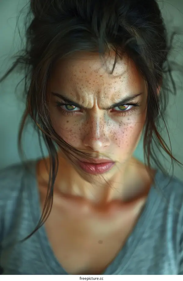 Close-up Portrait of a Woman with Freckles