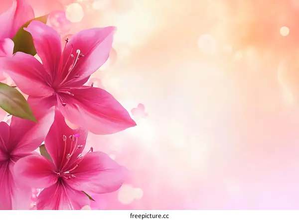 Pink Lily Flowers on Bokeh Background