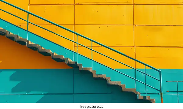 Yellow and Blue Concrete Stairs