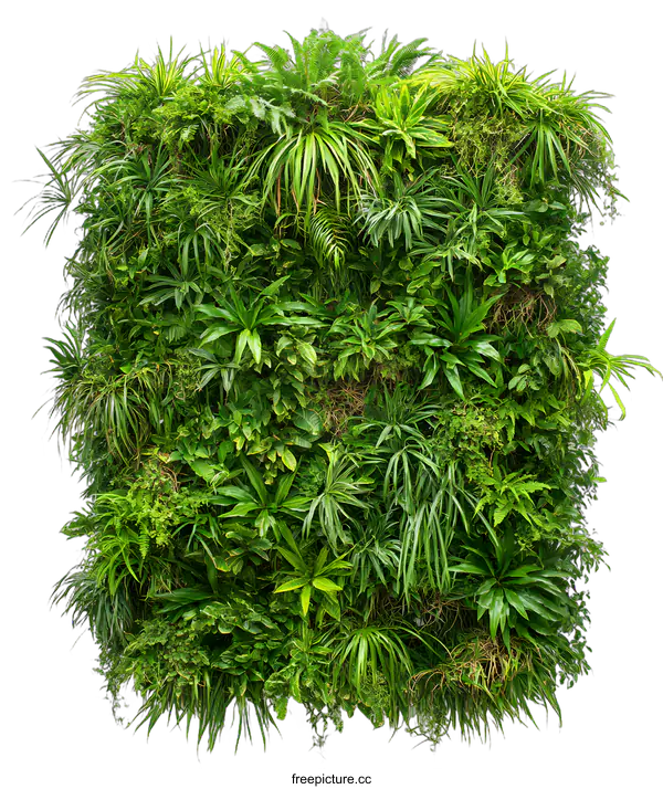[Transparent Background PNG]Vertical Garden Wall Green Plants Nature Texture