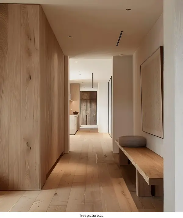 Minimalist Modern Hallway Interior Design With Wooden Floor