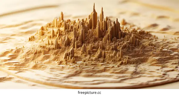 Abstract 3D Cityscape Design Rendered in Gold