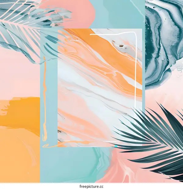 Abstract Tropical Palm Leaves Summer Collage Art