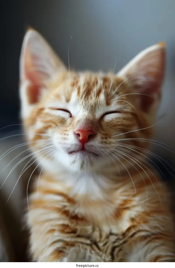 A ginger cat is sleeping soundly