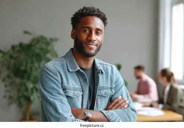 Smiling African American Man in Modern Office Setting