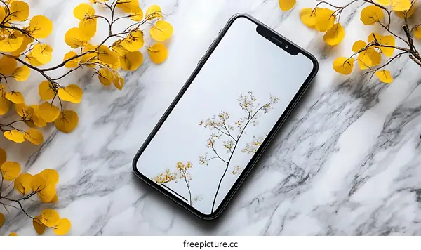 Minimalist Smartphone Display With Dried Flowers