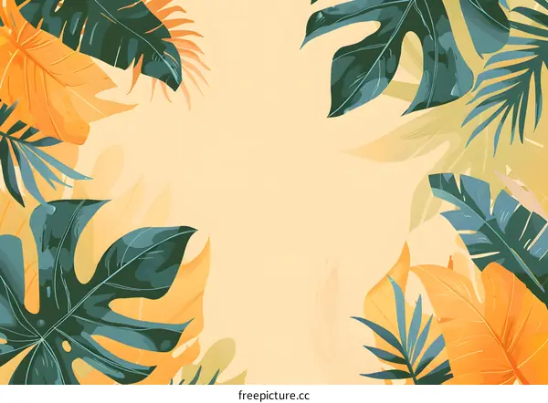 Tropical Leaves Frame Background Design