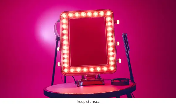 Pink Background Vanity Mirror With Lights
