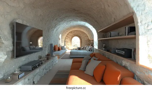 Rustic Cave-like Living Room Interior Design