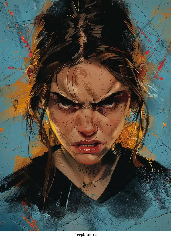 portrait of an angry young woman