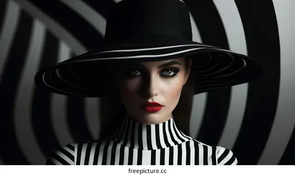 Elegant Woman in a Hat: A Black and White Portrait