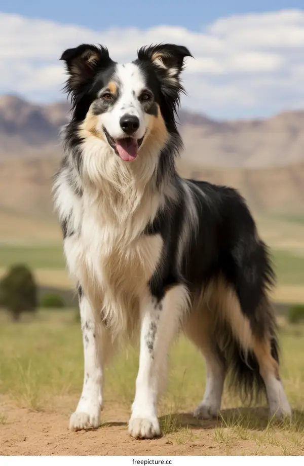 A Border Collie standing in a field