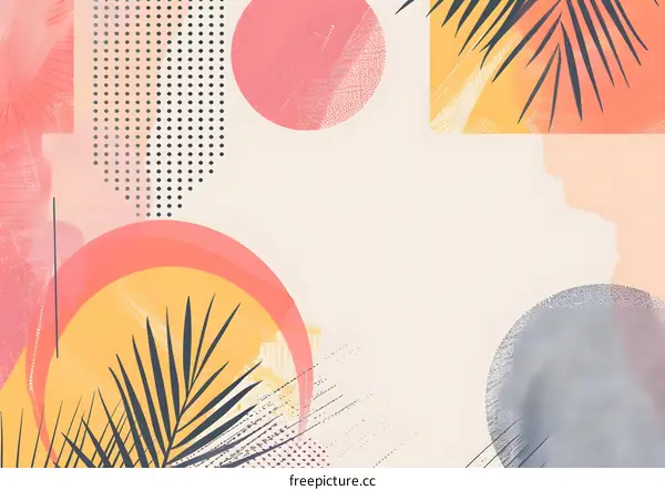 Abstract Tropical Leaves Geometric Background With Dots