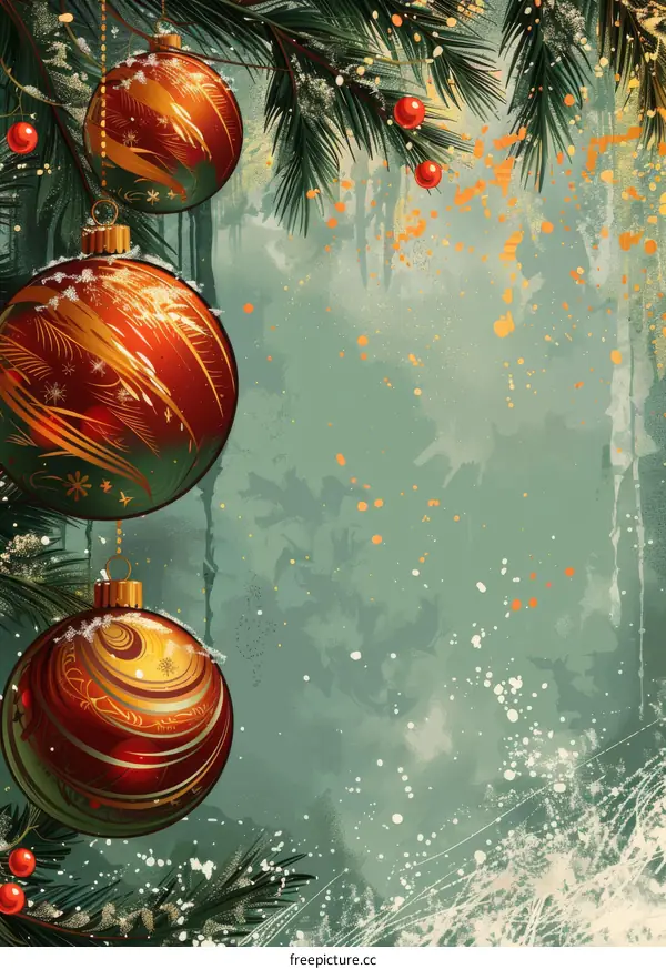 Merry Christmas Greeting with Festive Decorations