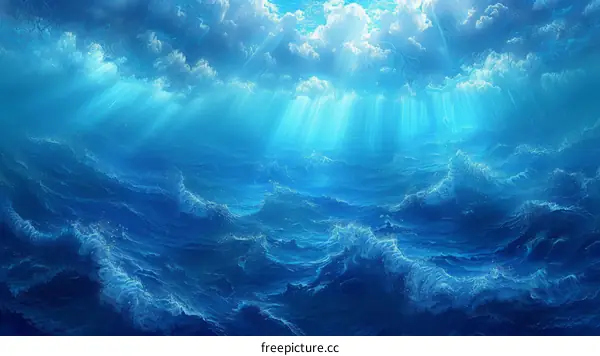 Undersea Ocean Waves Painting