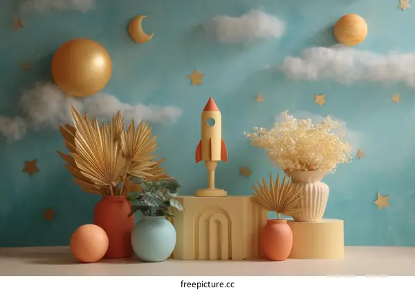 Space-Themed Decor Display Photo