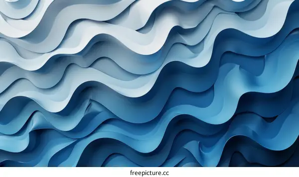 Blue and white wavy stripes 3D illustration