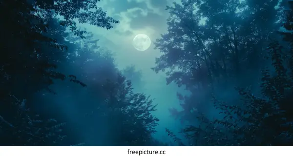 Misty Moonlight Forest