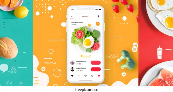 Food Delivery App Interface with Salad and Egg