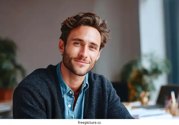 Portrait of a Caucasian Man Smiling