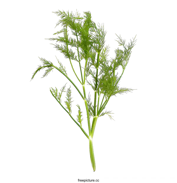 [Transparent Background PNG]Fresh Green Dill Sprigs Isolated on White Background